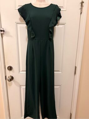 SHEIN Tall Ruffle Jumpsuit - Hunter Green, M Tall
